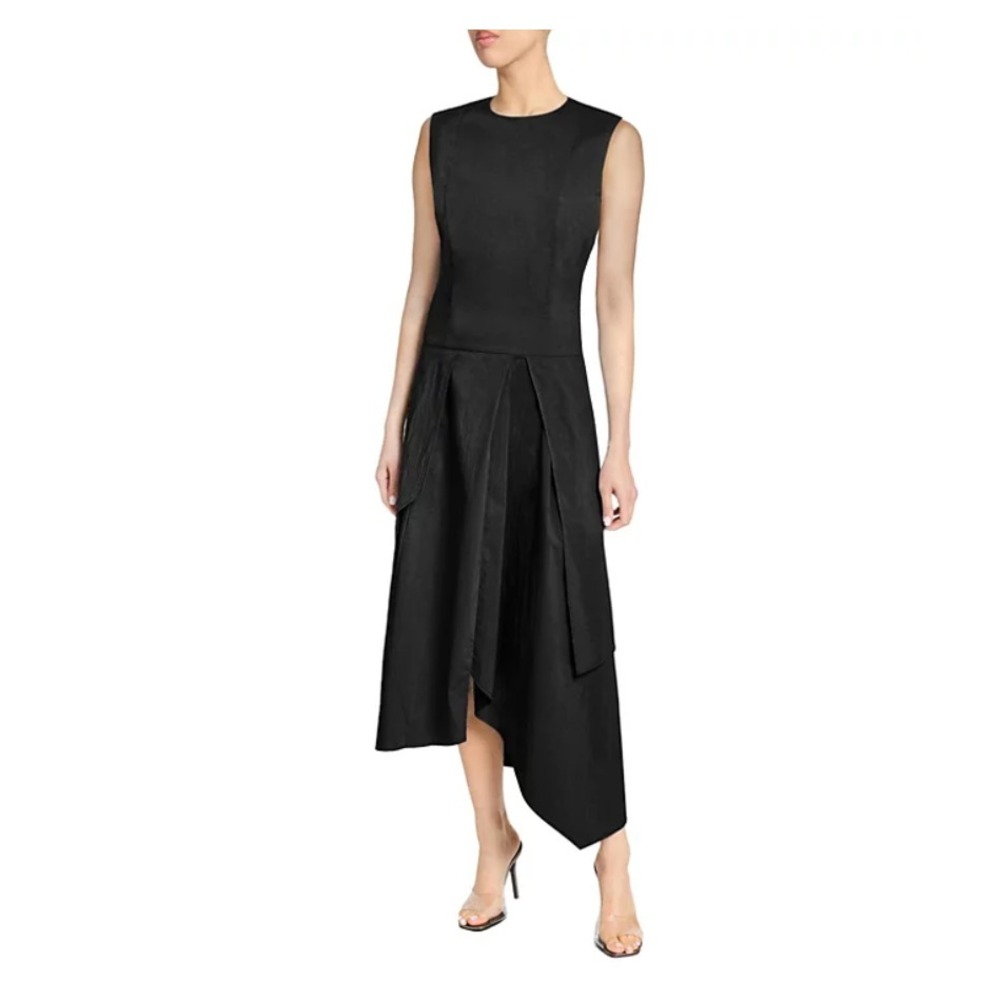 Santorelli Midi Dress Women's 46 US 10 Maddy Sleeveless‎ Multi-Panel Asymmetric